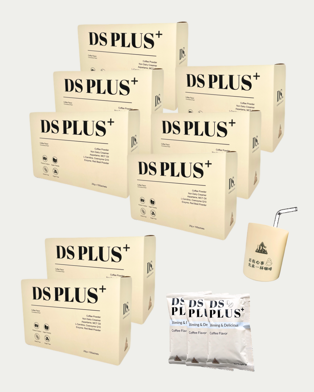 【限时加购】DSplus+Coffee 配套D - （8盒+3包+保温杯）